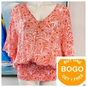 Robert Louis Blouse Leaf Print size 3X NWT